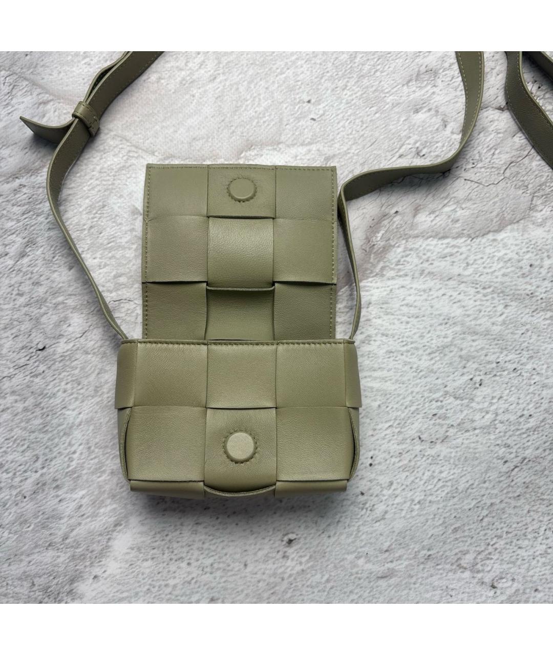 BOTTEGA VENETA Салатовая кожаная сумка через плечо, фото 3