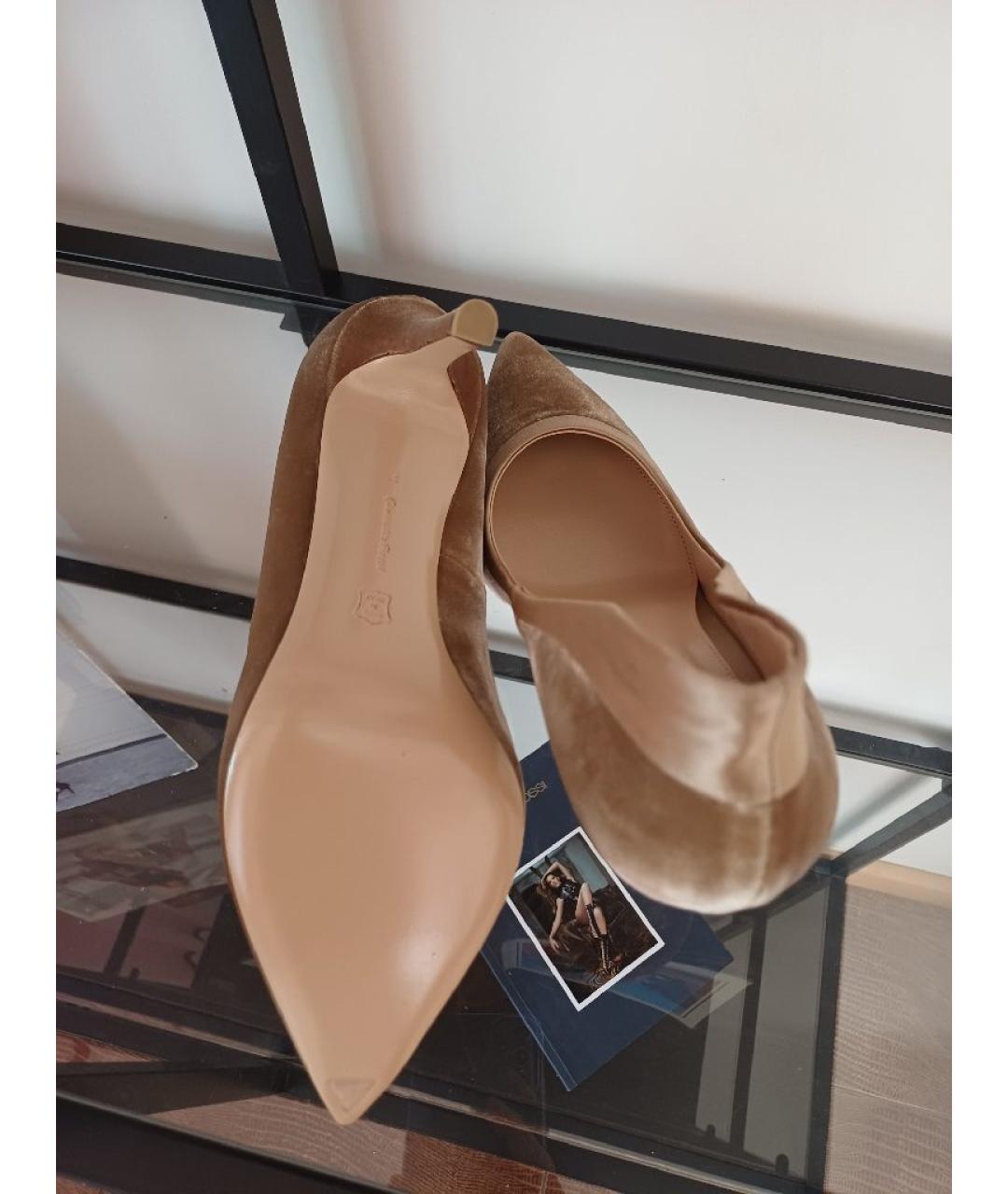 GIANVITO ROSSI Коричневые бархатные туфли, фото 9