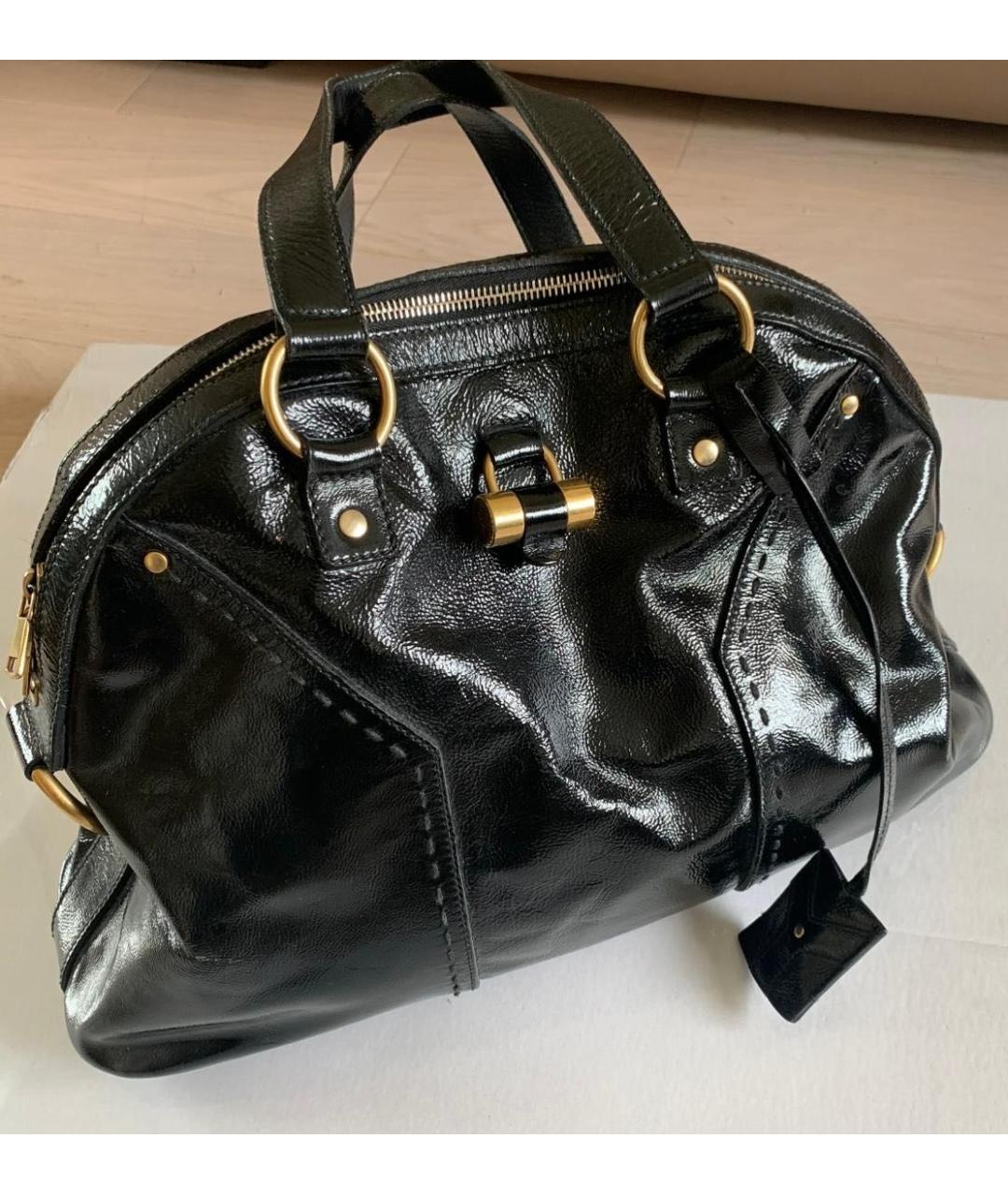 SAINT LAURENT Черная сумка через плечо из лакированной кожи, фото 9