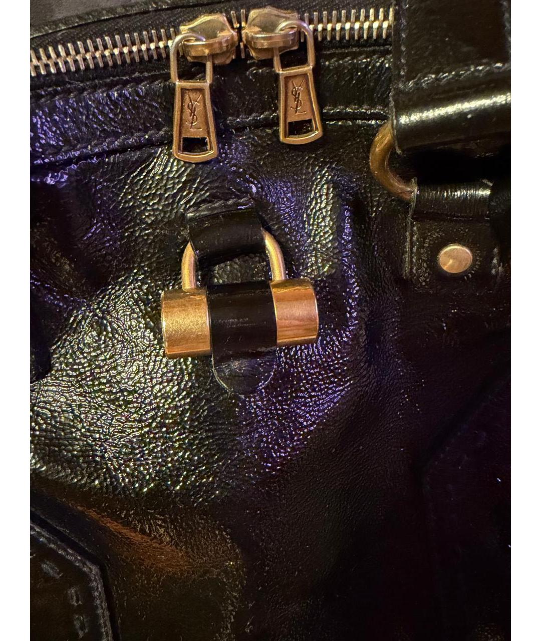 SAINT LAURENT Черная сумка через плечо из лакированной кожи, фото 6