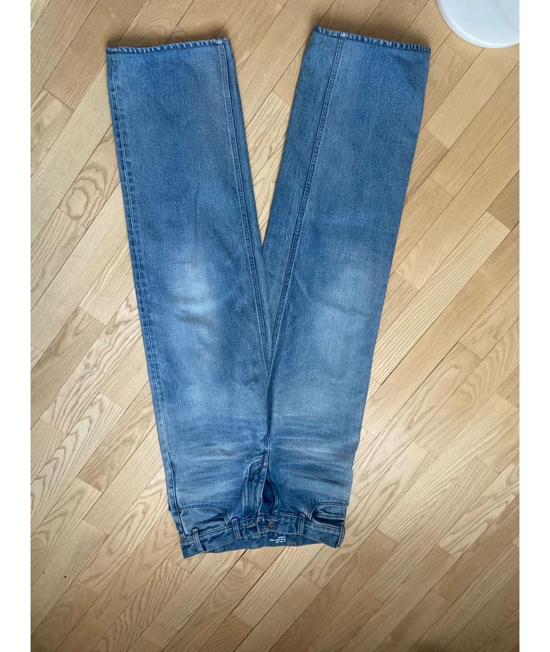 CELINE Голубые хлопковые прямые джинсы, фото 5