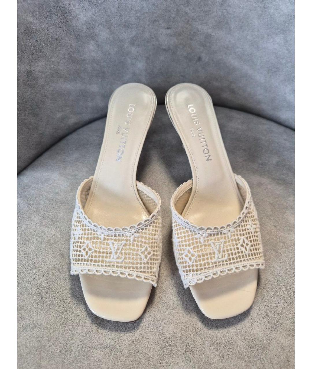 LOUIS VUITTON Белые кожаные мюли, фото 2
