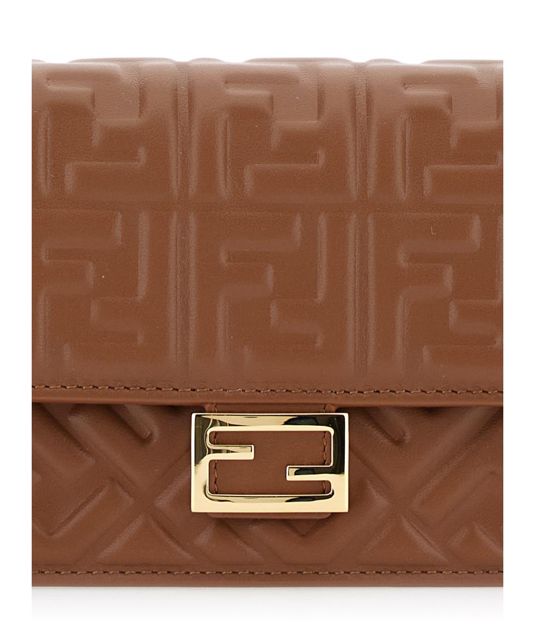FENDI Коричневая кожаная сумка через плечо, фото 3