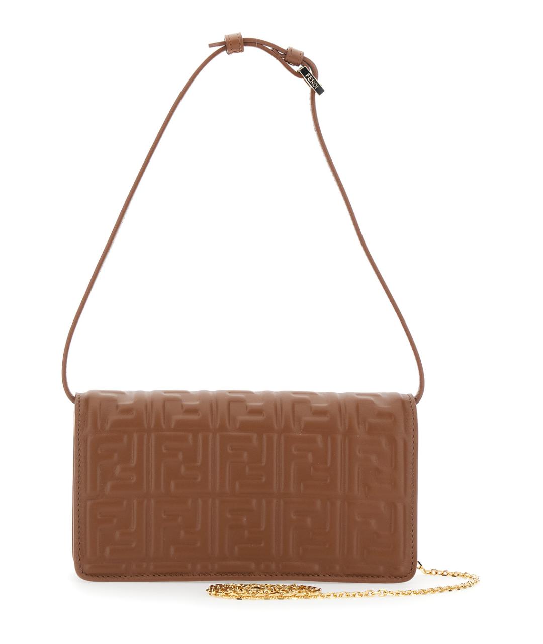 FENDI Коричневая кожаная сумка через плечо, фото 2