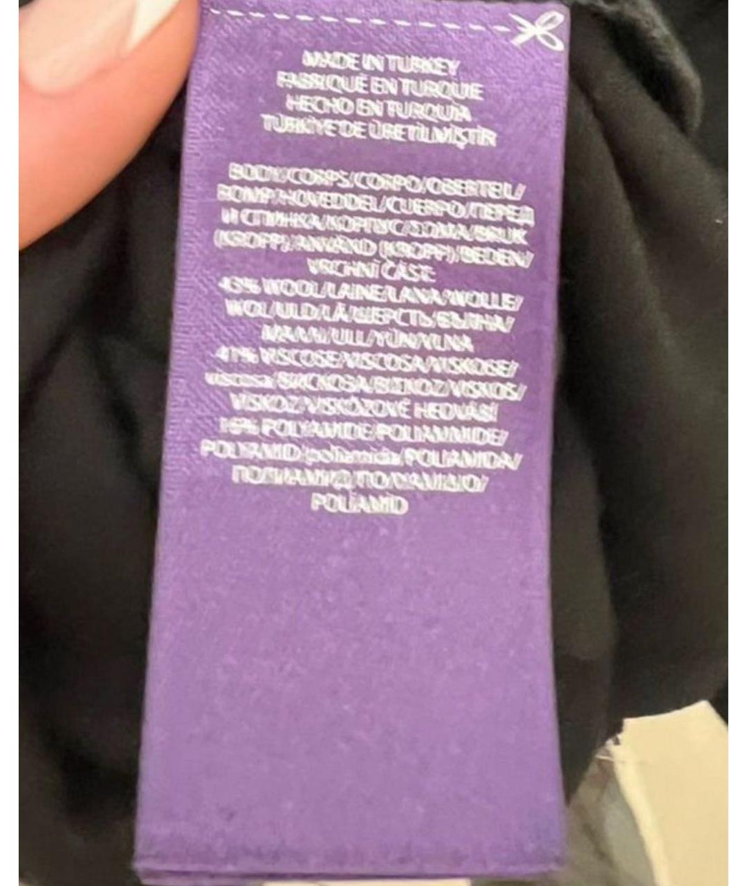 RALPH LAUREN PURPLE LABEL Черное шерстяное повседневное платье, фото 3