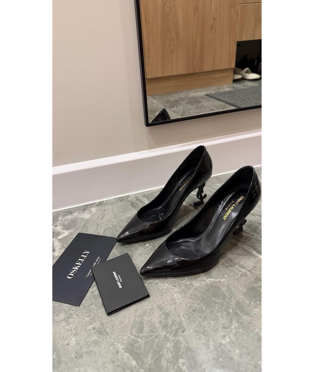 SAINT LAURENT Черные туфли из лакированной кожи, фото 2