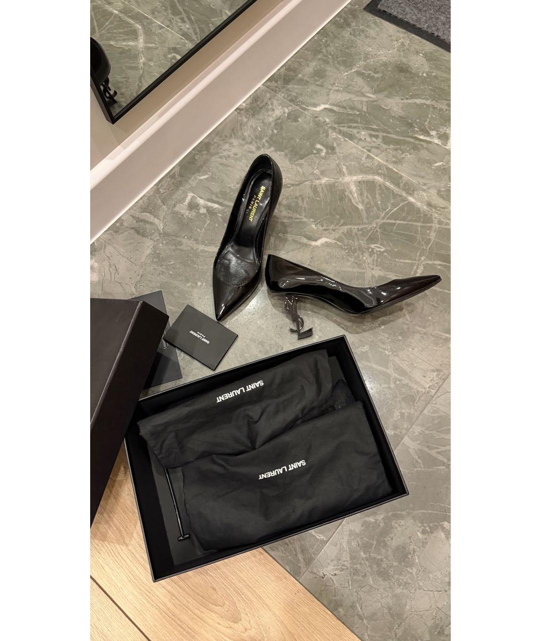 SAINT LAURENT Черные туфли из лакированной кожи, фото 6