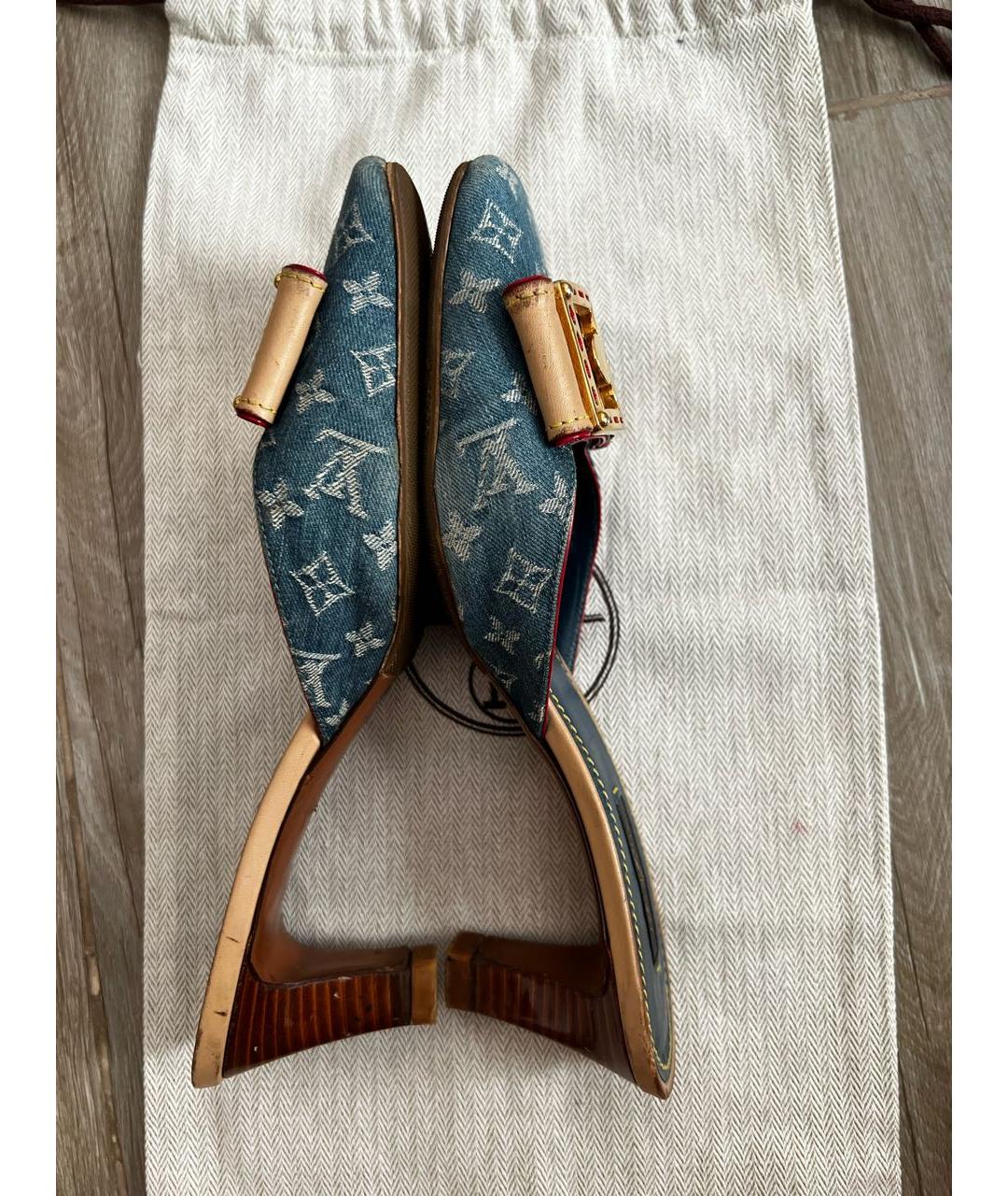 LOUIS VUITTON Синие мюли, фото 6