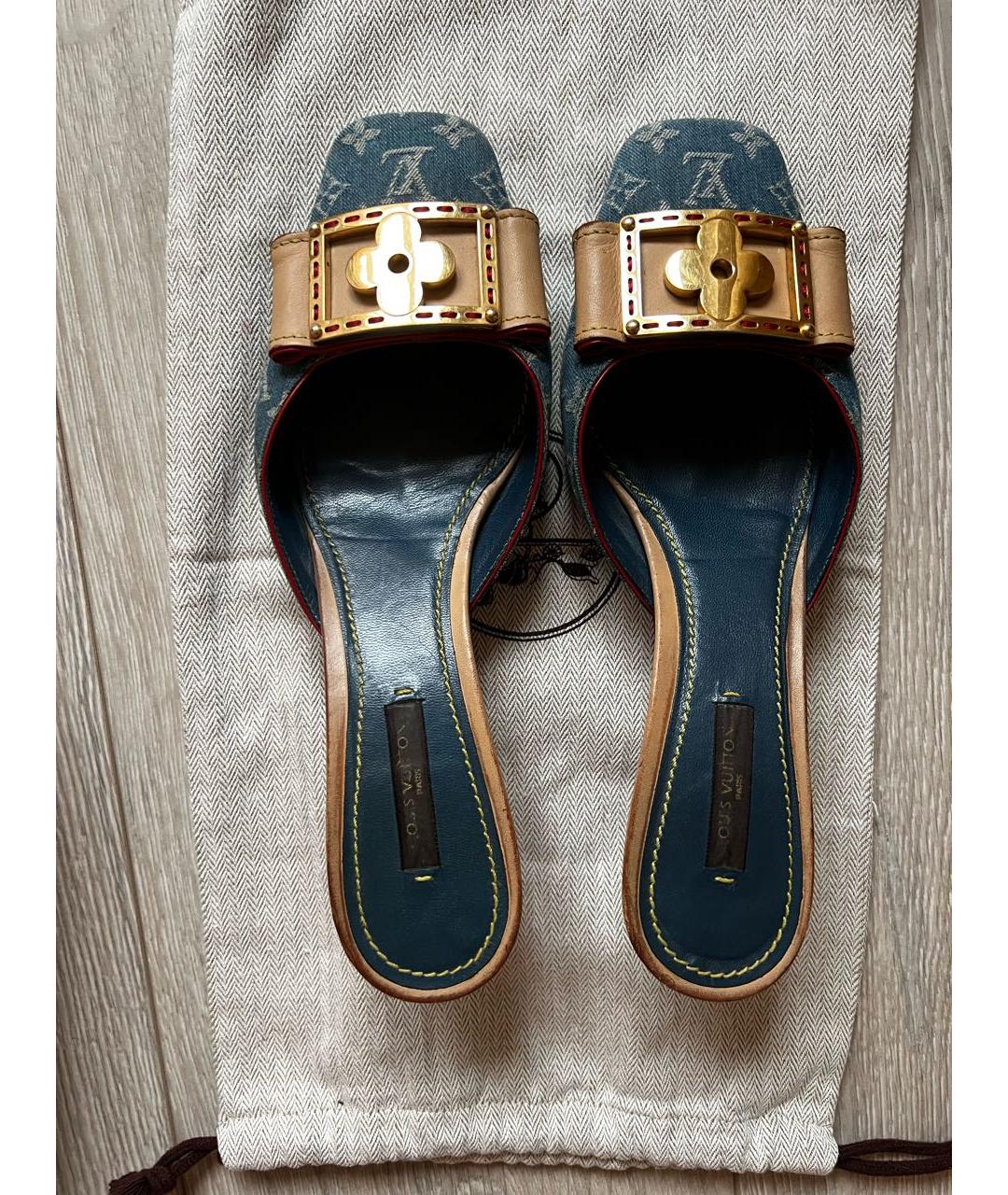 LOUIS VUITTON Синие мюли, фото 3