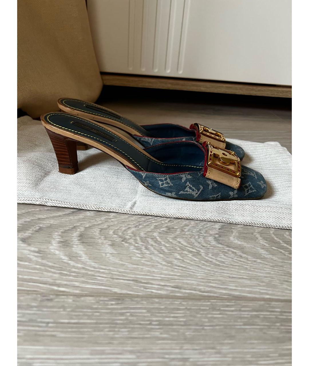 LOUIS VUITTON Синие мюли, фото 8