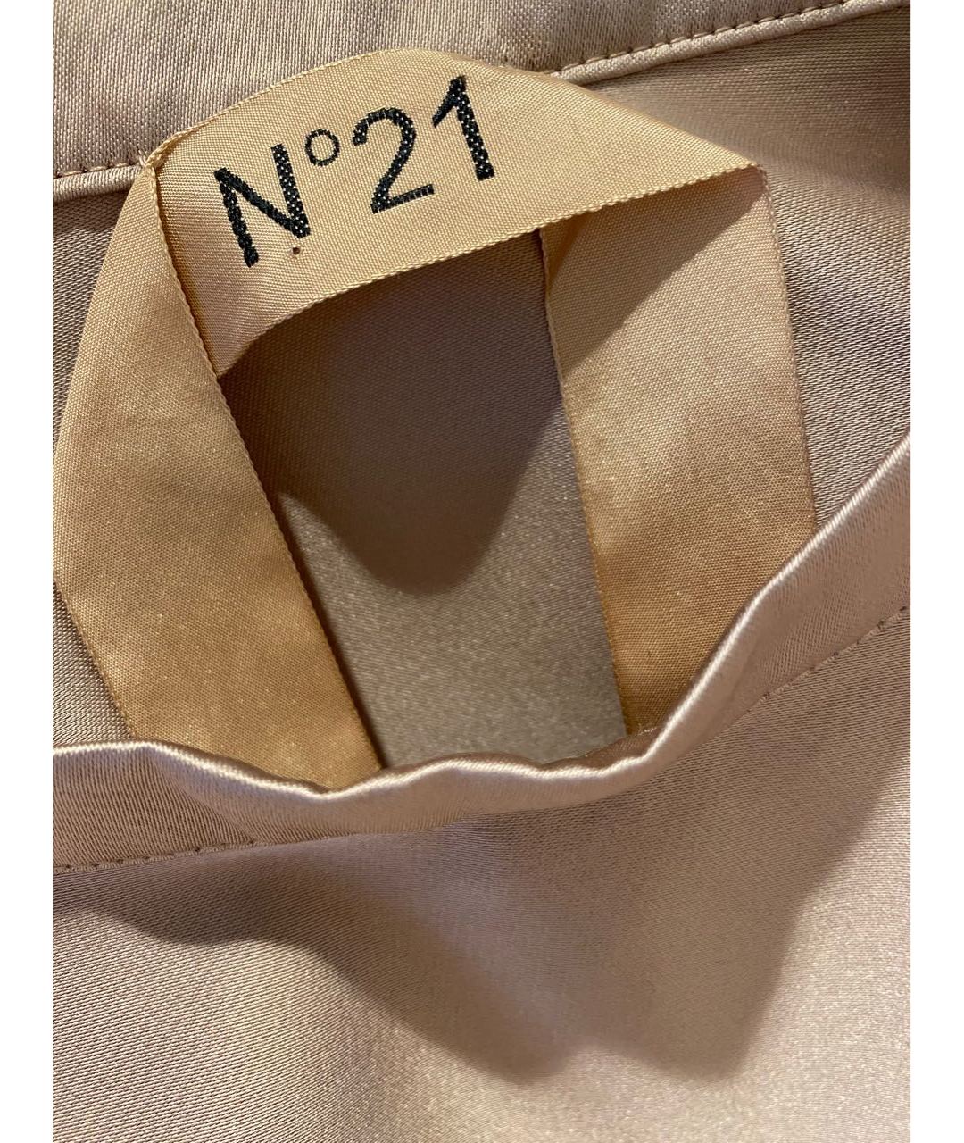 NO. 21 Бежевая полиэстеровая юбка миди, фото 2