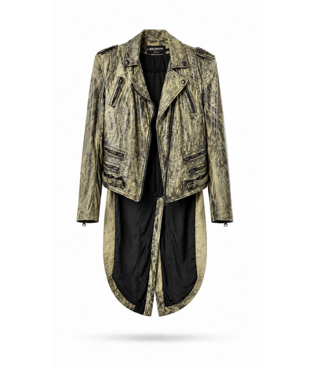 BALMAIN Хаки кожаная куртка, фото 6