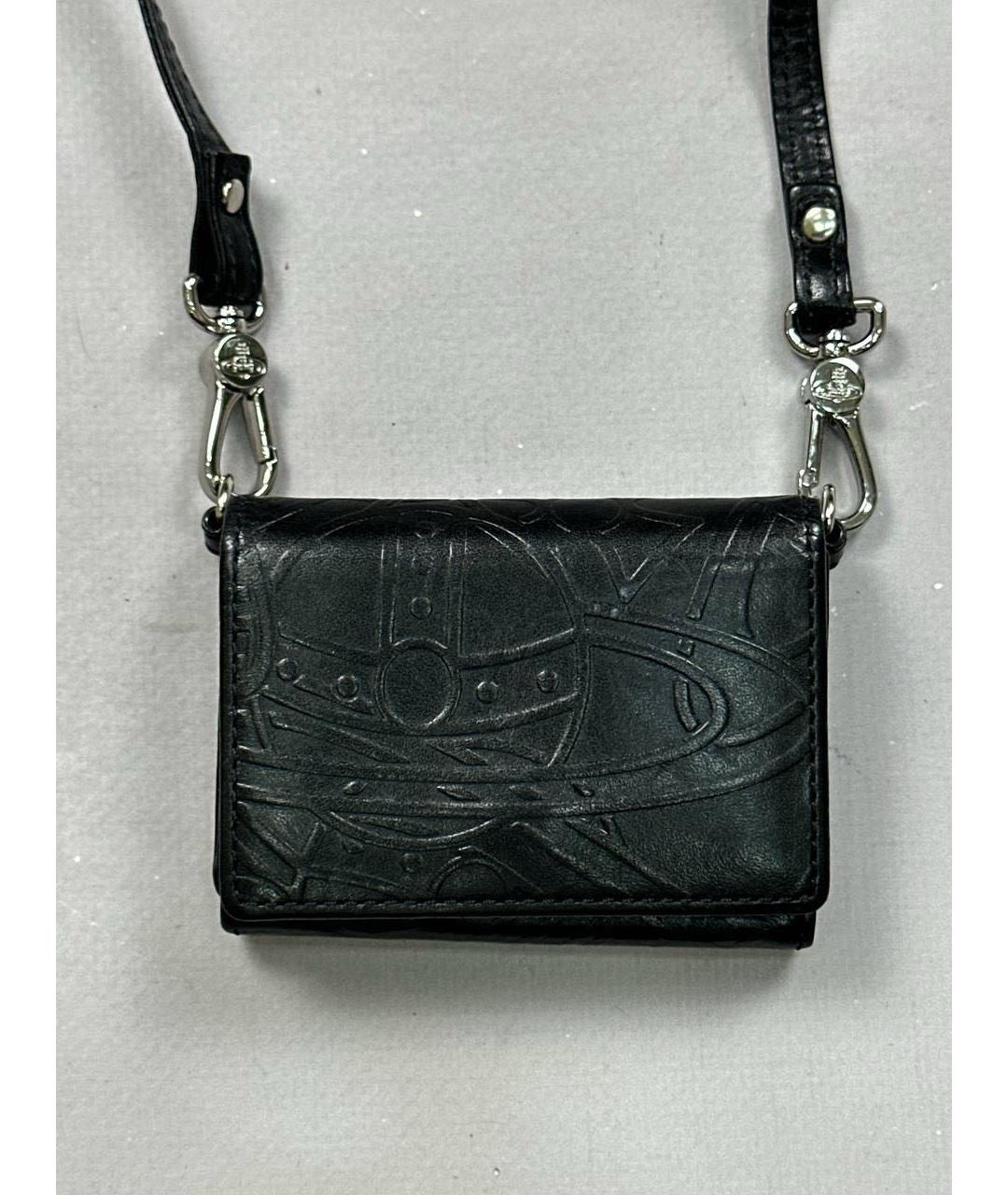 VIVIENNE WESTWOOD Черный кожаный кошелек, фото 2