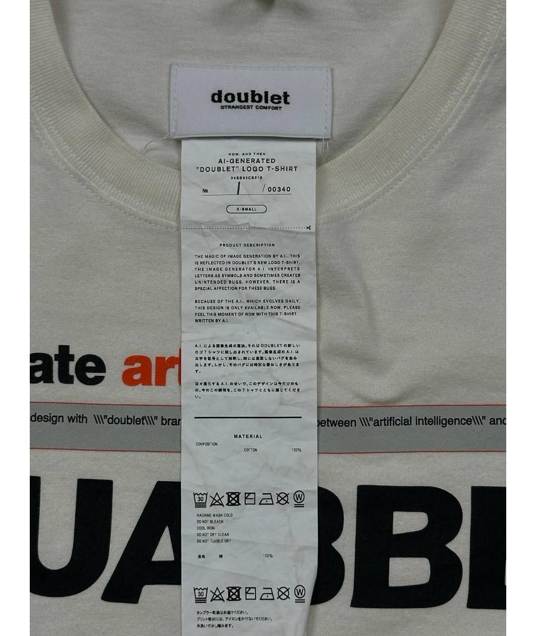 DOUBLET Белая хлопковая футболка, фото 8