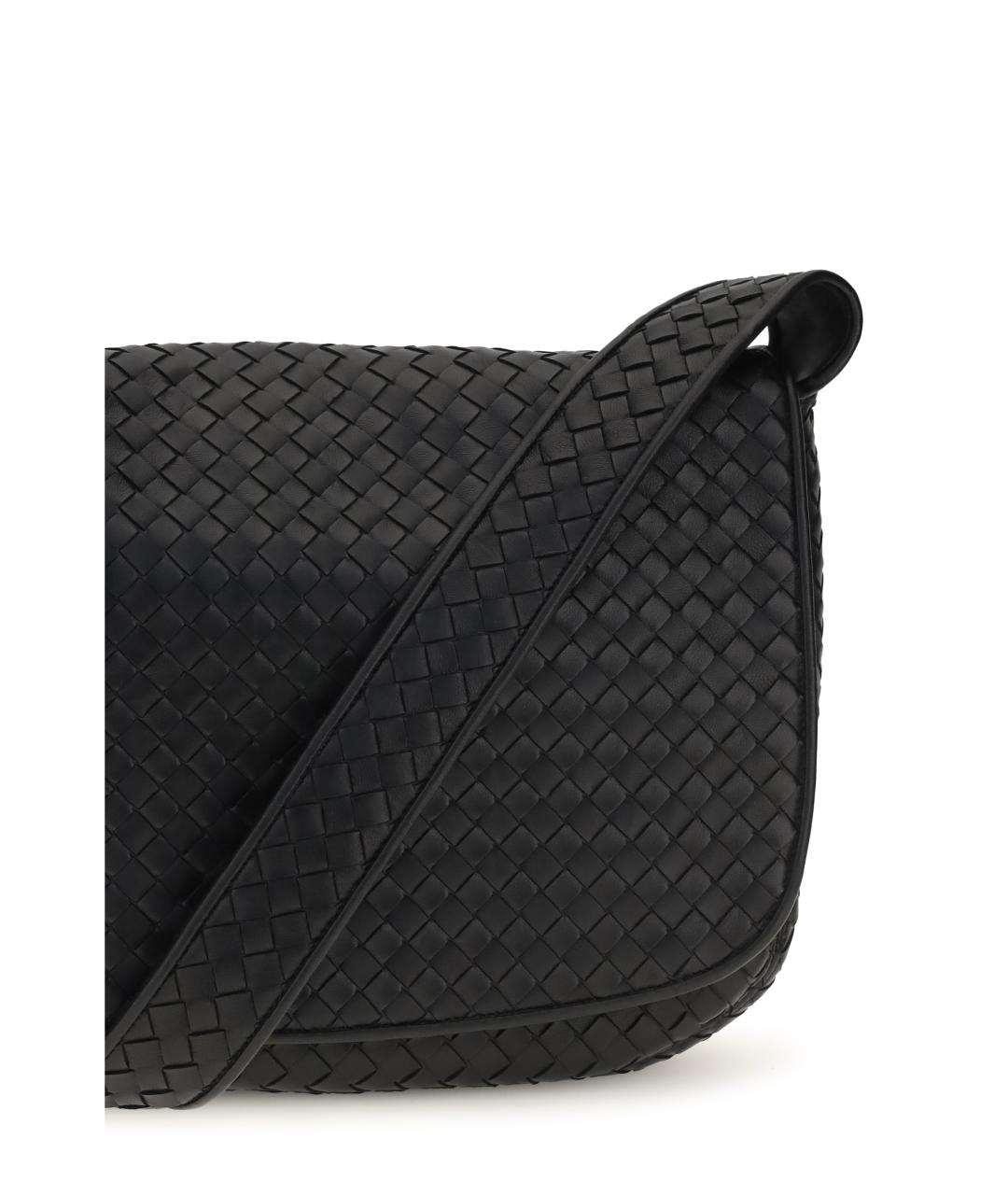 BOTTEGA VENETA Черная кожаная сумка на плечо, фото 4