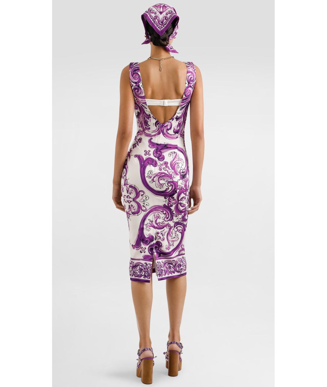 DOLCE&GABBANA Фиолетовое шелковое коктейльное платье, фото 5