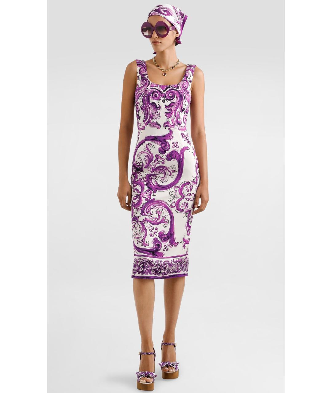 DOLCE&GABBANA Фиолетовое шелковое коктейльное платье, фото 4