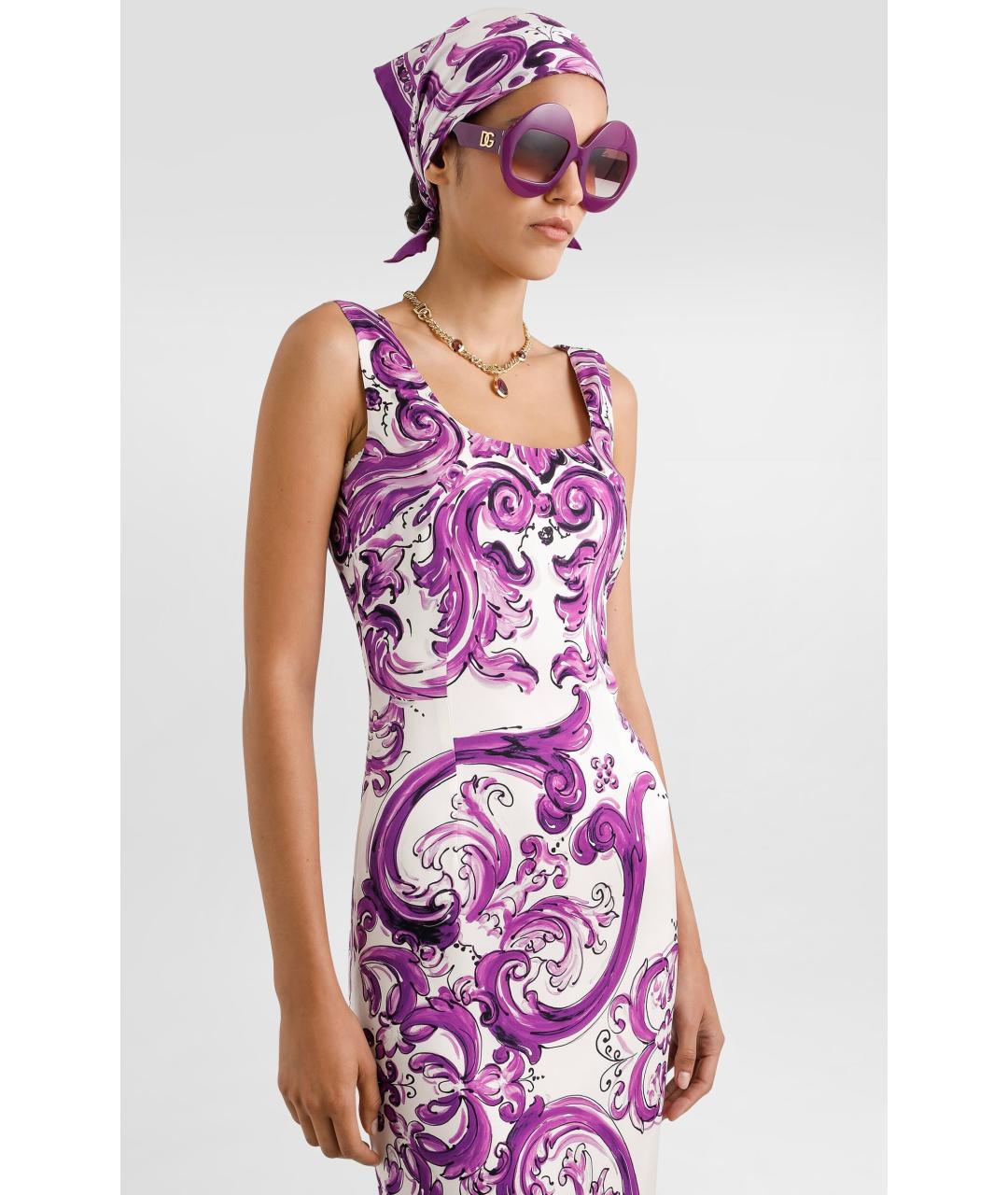 DOLCE&GABBANA Фиолетовое шелковое коктейльное платье, фото 6