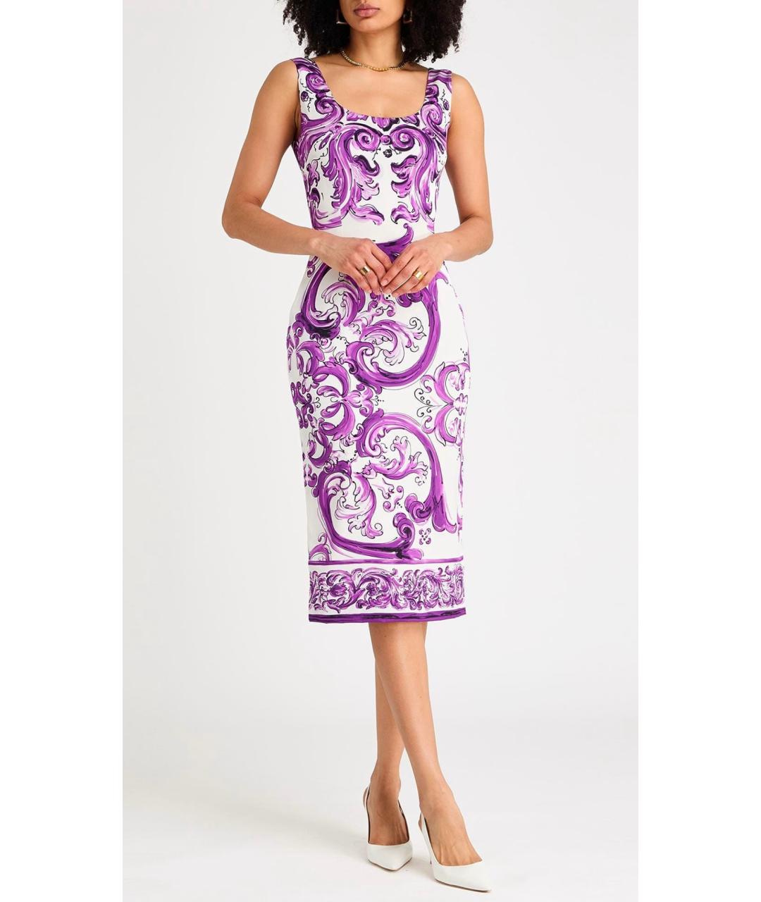 DOLCE&GABBANA Фиолетовое шелковое коктейльное платье, фото 2