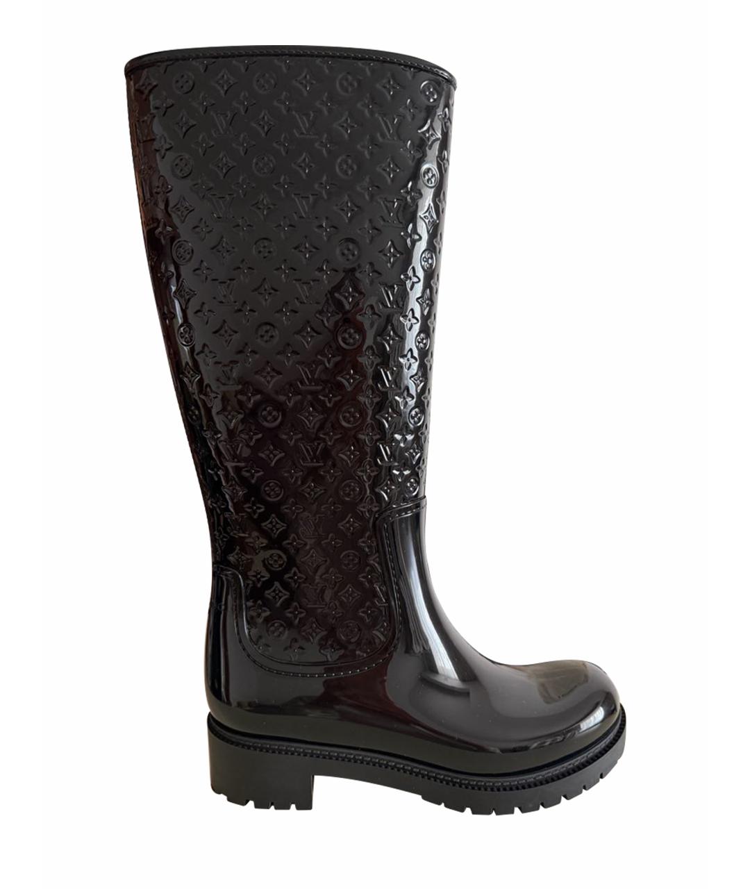 LOUIS VUITTON Черные резиновые сапоги, фото 1