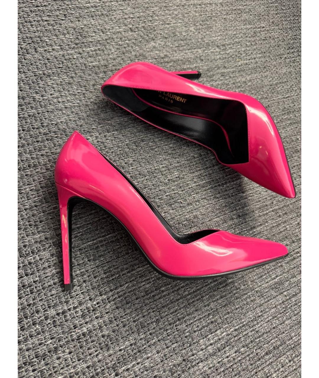 SAINT LAURENT Розовые туфли из лакированной кожи, фото 6