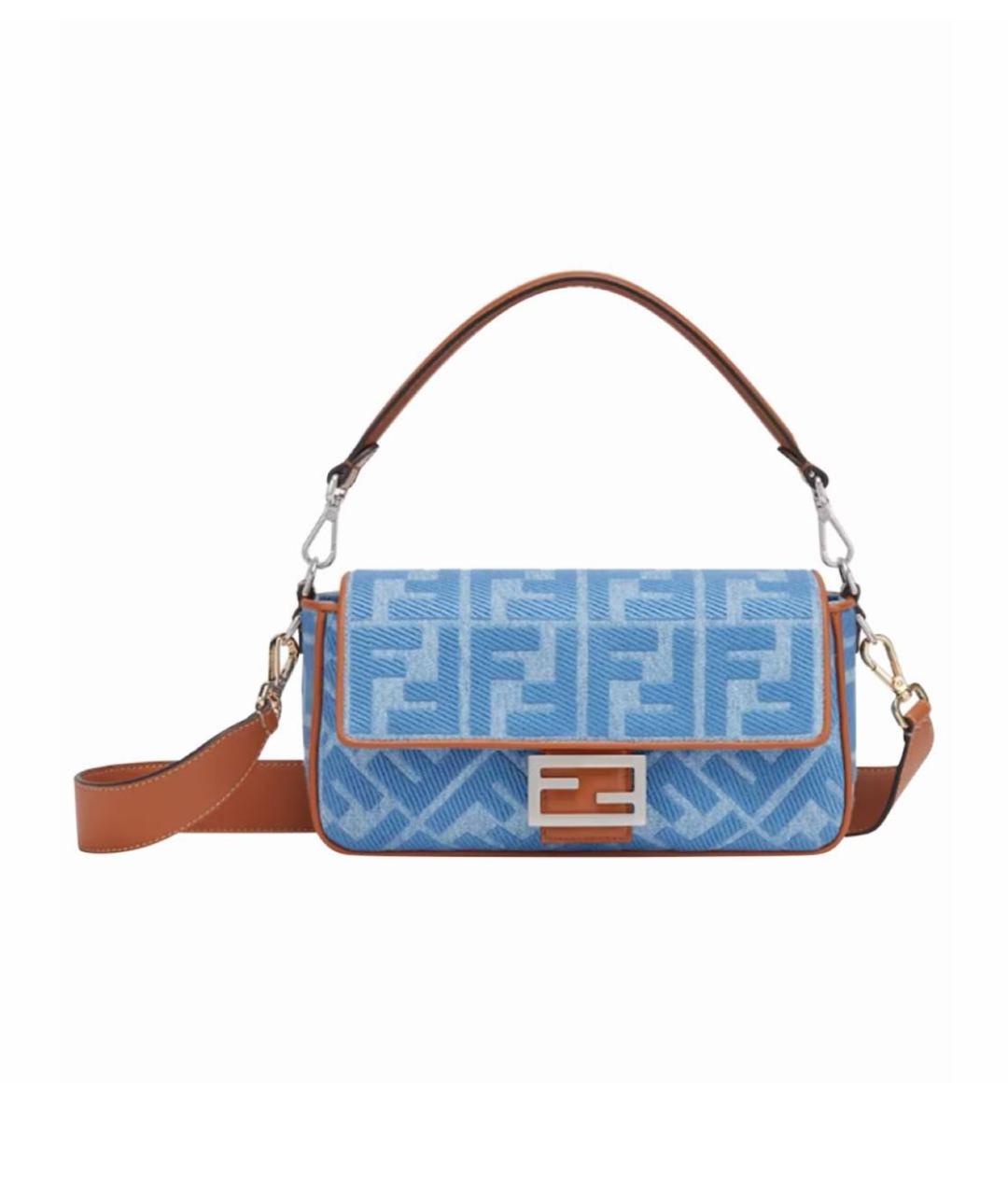 FENDI Голубая деним сумка через плечо, фото 6