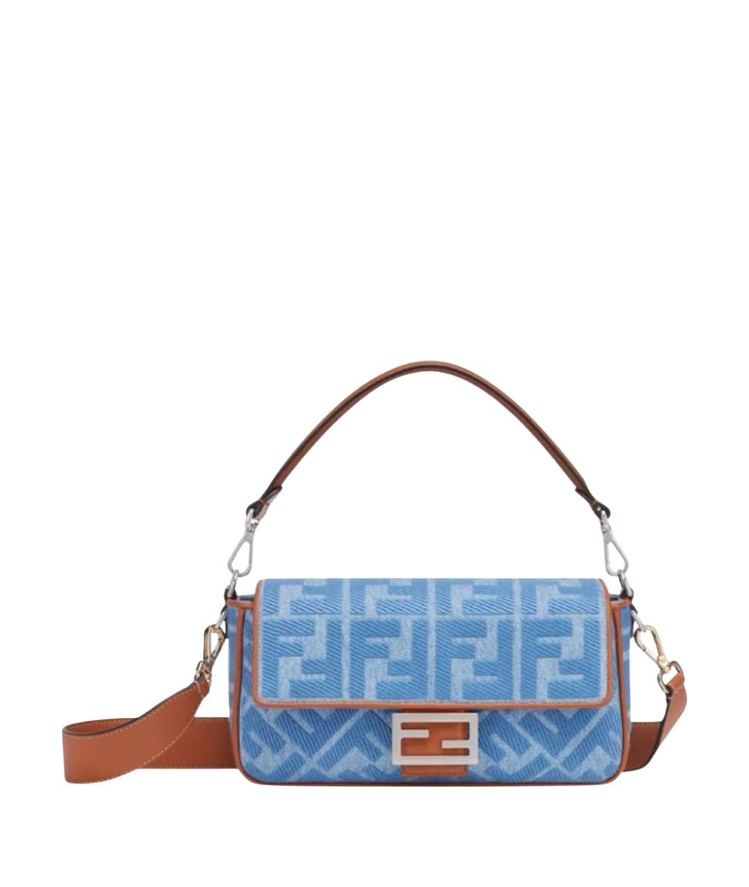 FENDI Голубая деним сумка через плечо, фото 1