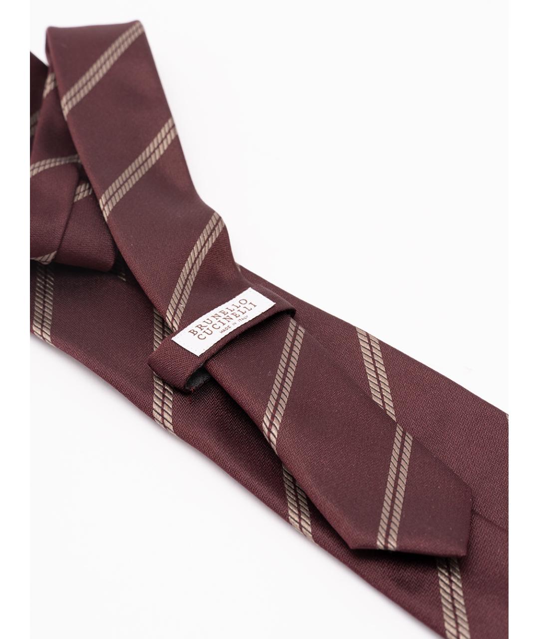 BRUNELLO CUCINELLI Бордовый шелковый галстук, фото 2