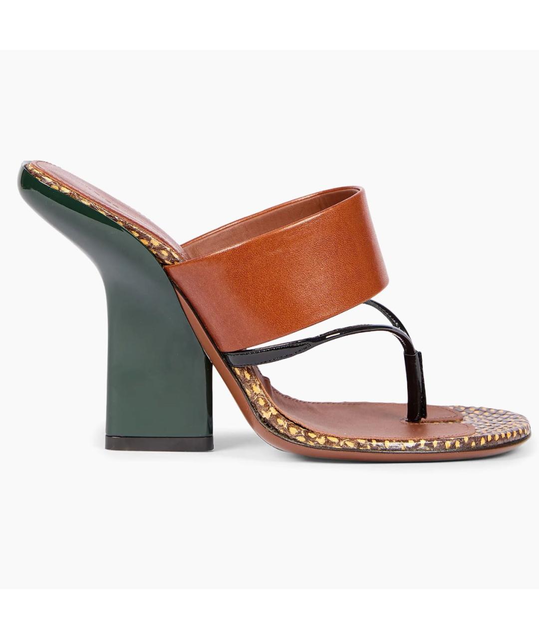 DRIES VAN NOTEN Коричневые кожаные мюли, фото 6