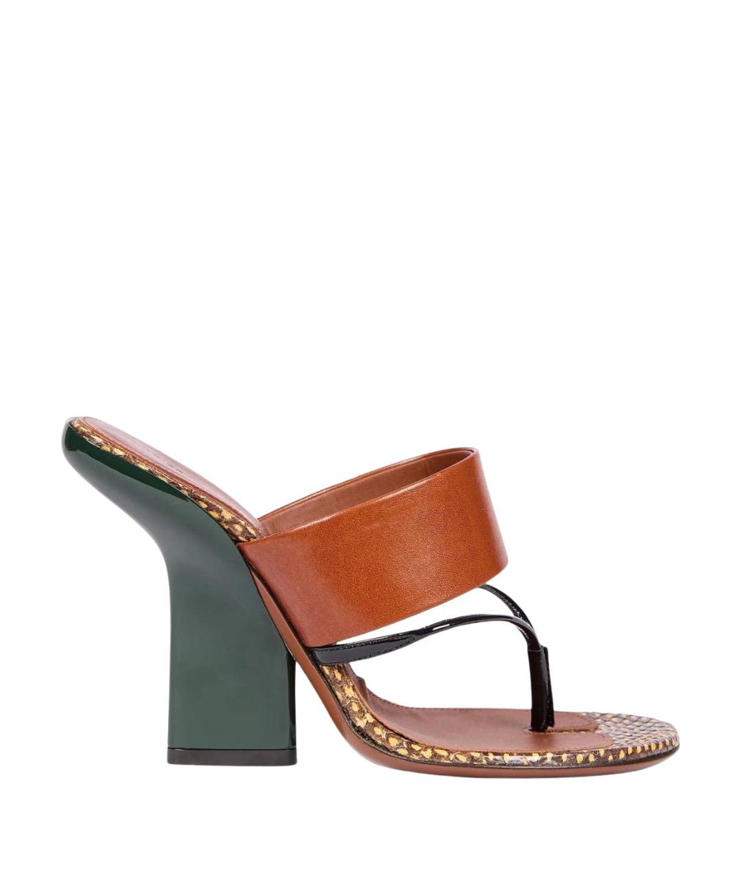 DRIES VAN NOTEN Коричневые кожаные мюли, фото 1