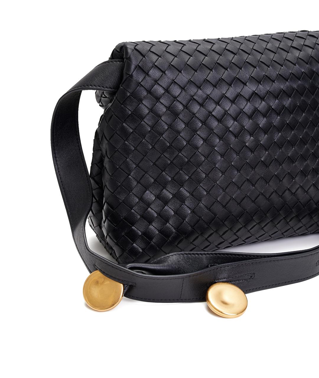 BOTTEGA VENETA Черная кожаная сумка через плечо, фото 4