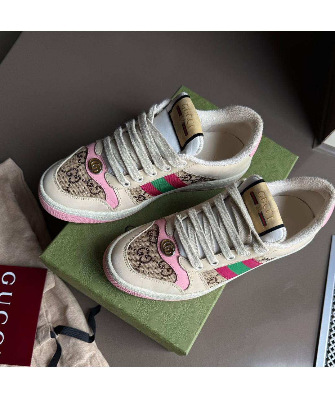 GUCCI Бежевые кеды, фото 3