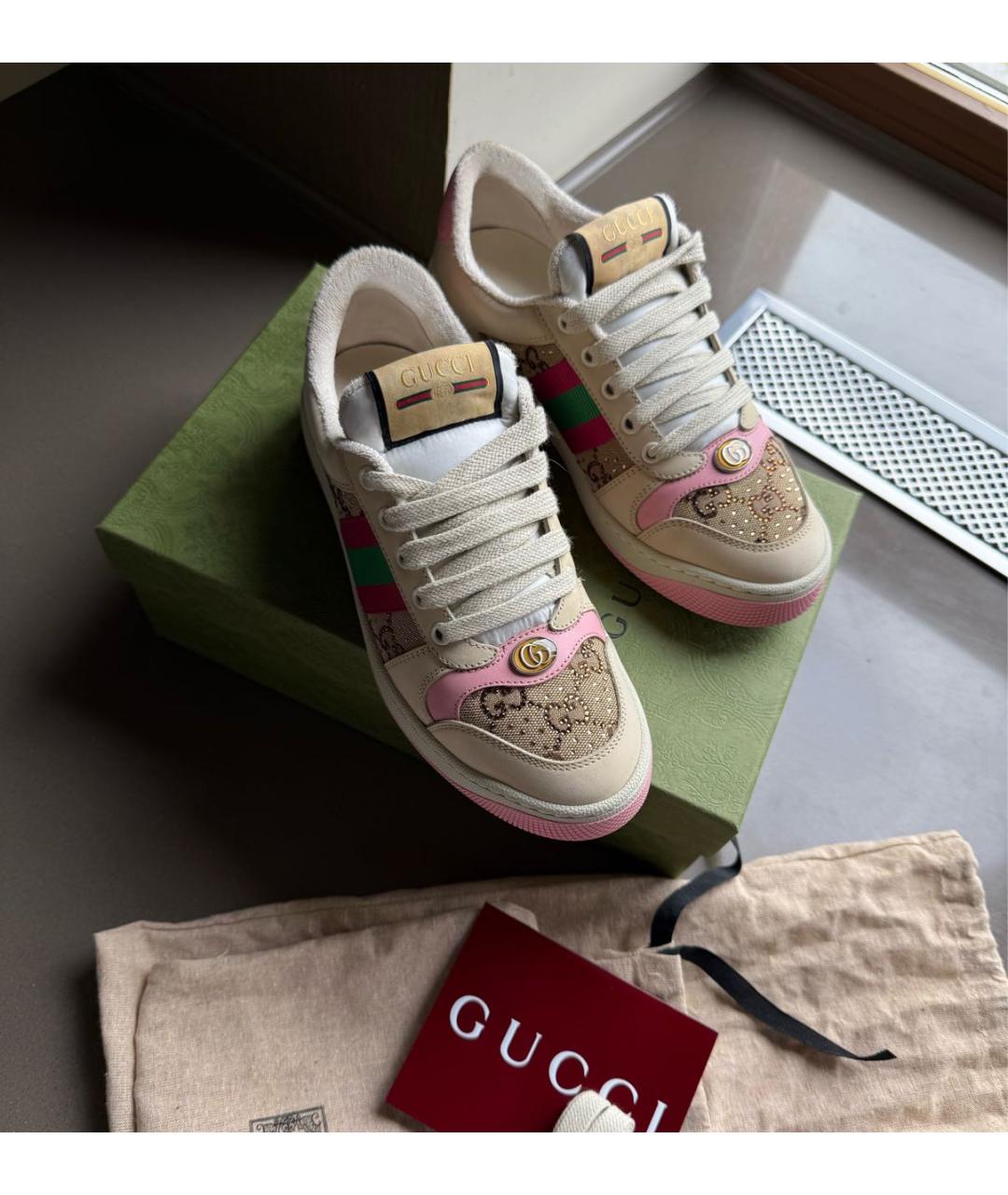 GUCCI Бежевые кеды, фото 4