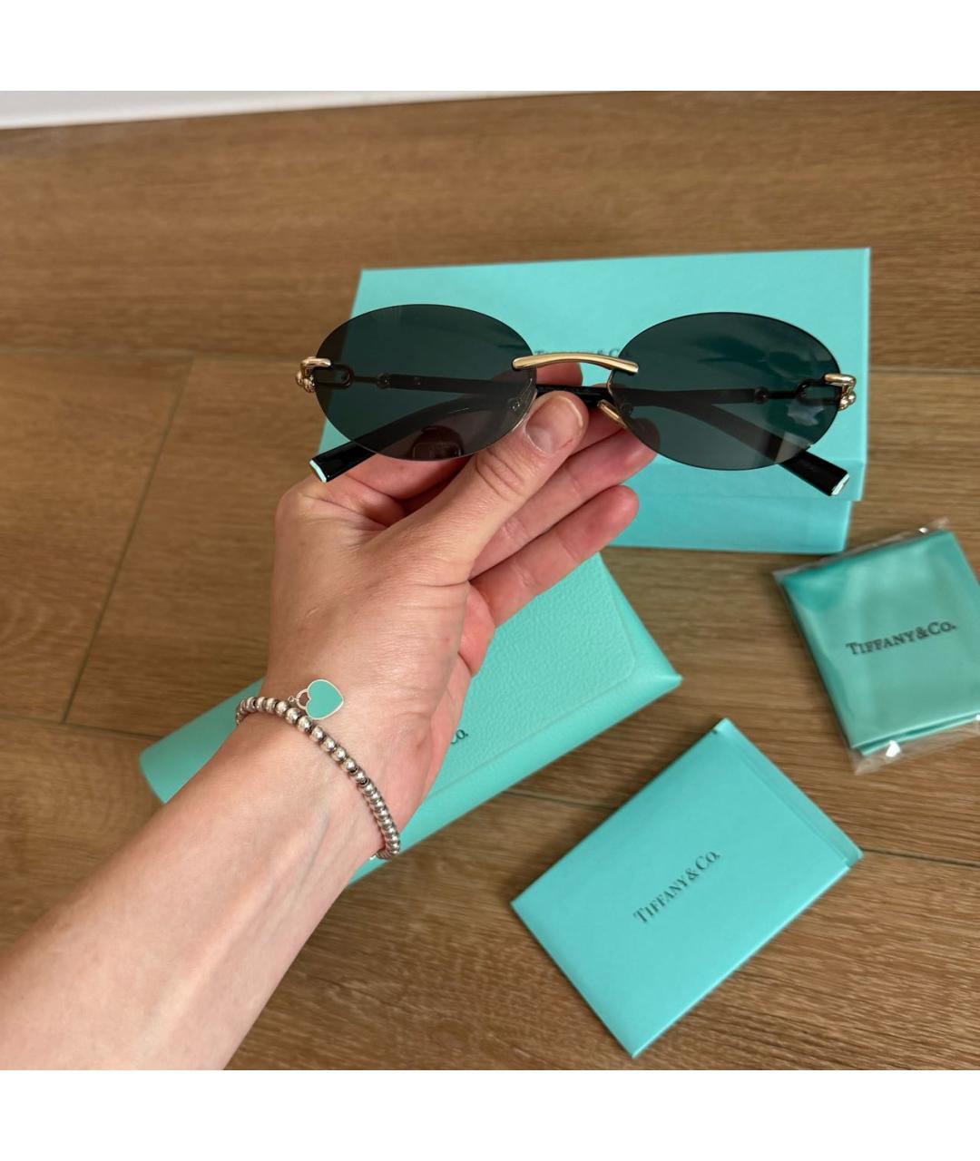 TIFFANY&CO Черные металлические солнцезащитные очки, фото 5
