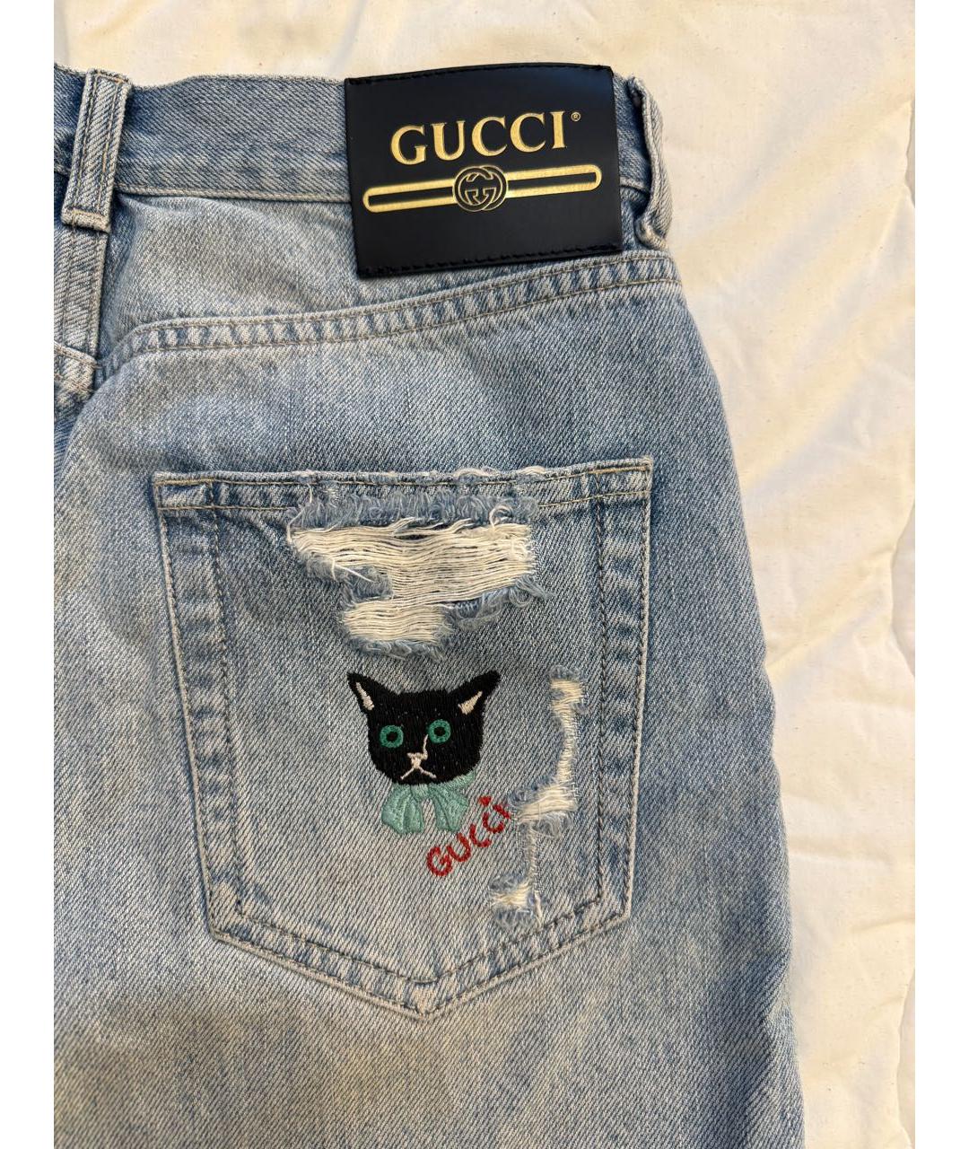 GUCCI Голубые деним шорты, фото 3