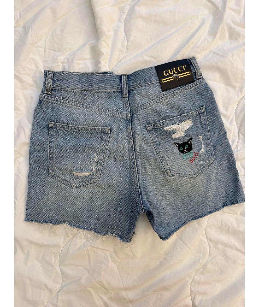 GUCCI Голубые деним шорты, фото 2