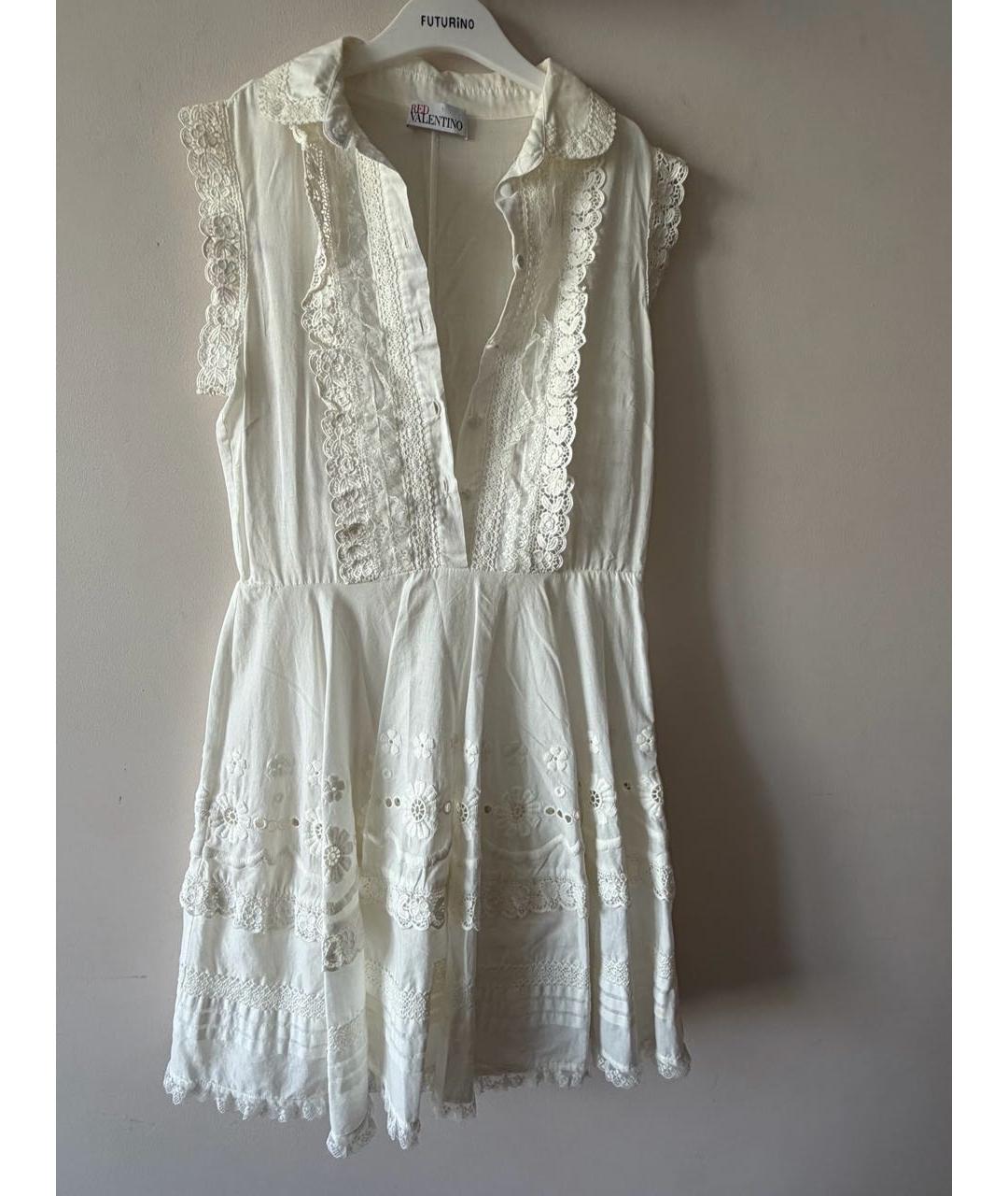 RED VALENTINO Белое хлопковое повседневное платье, фото 4