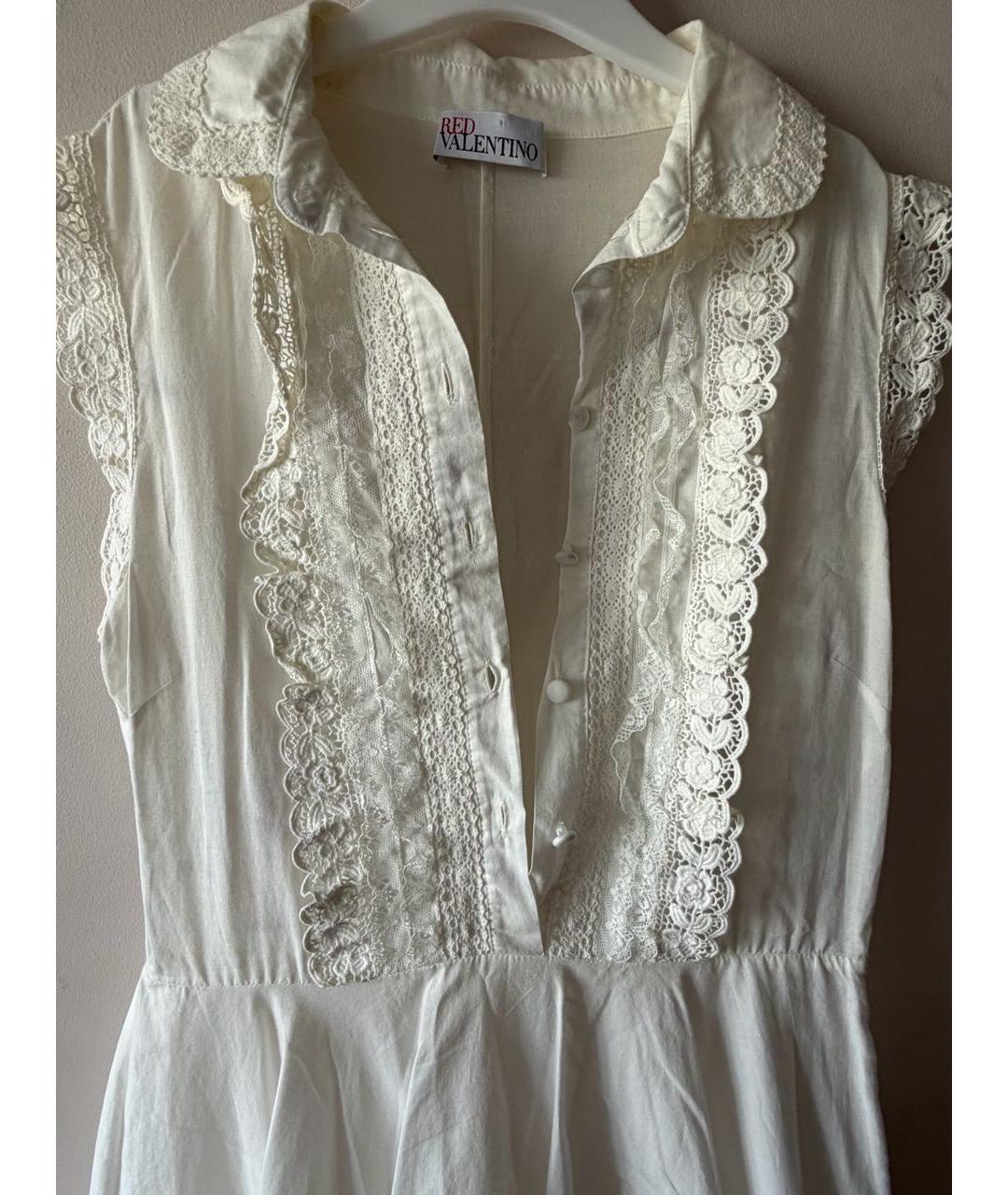 RED VALENTINO Белое хлопковое повседневное платье, фото 3