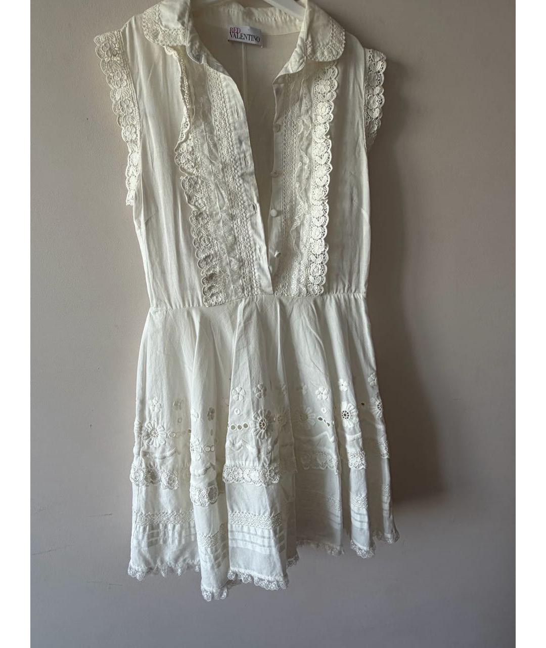 RED VALENTINO Белое хлопковое повседневное платье, фото 5