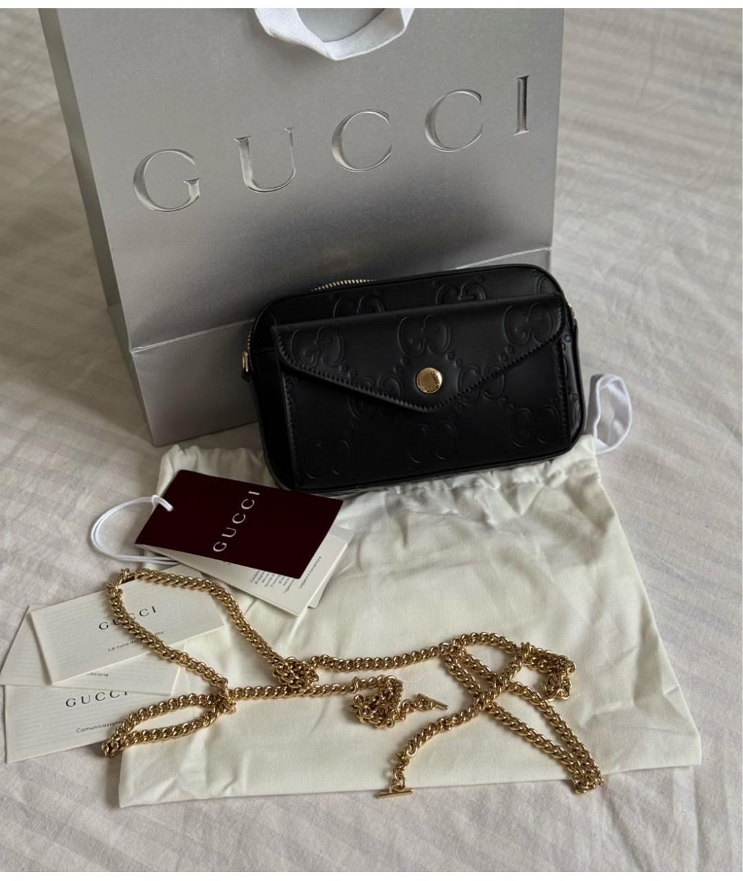GUCCI Черная кожаная сумка через плечо, фото 7