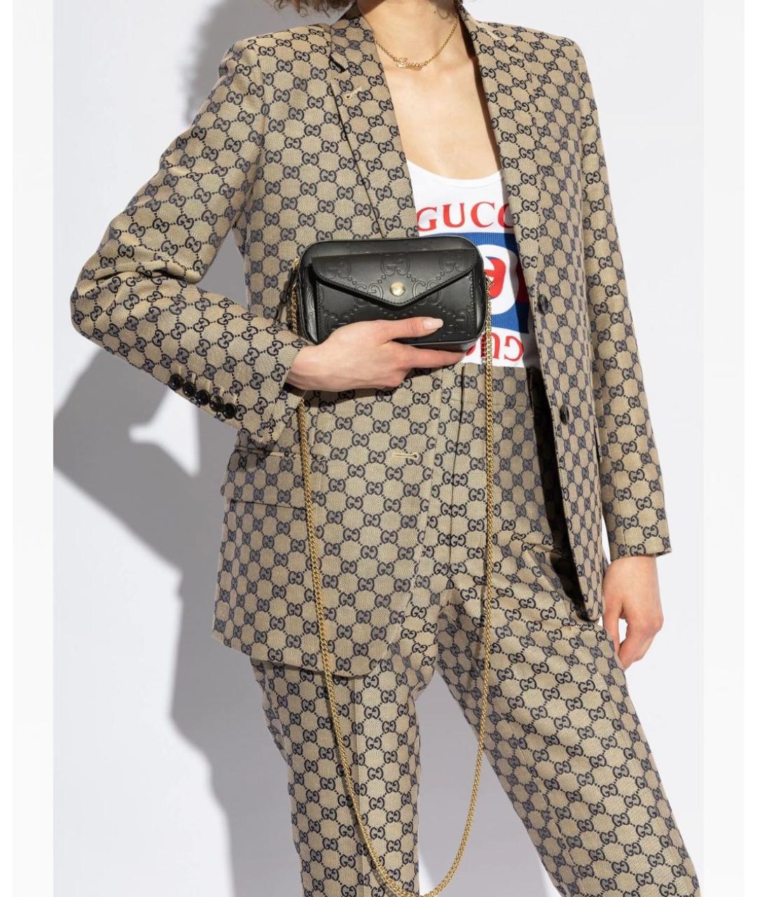 GUCCI Черная кожаная сумка через плечо, фото 3