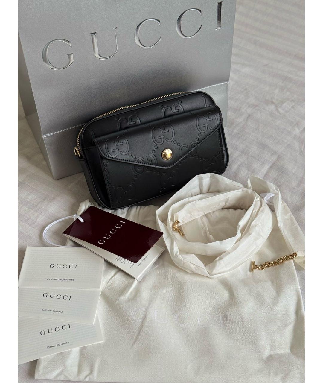 GUCCI Черная кожаная сумка через плечо, фото 4