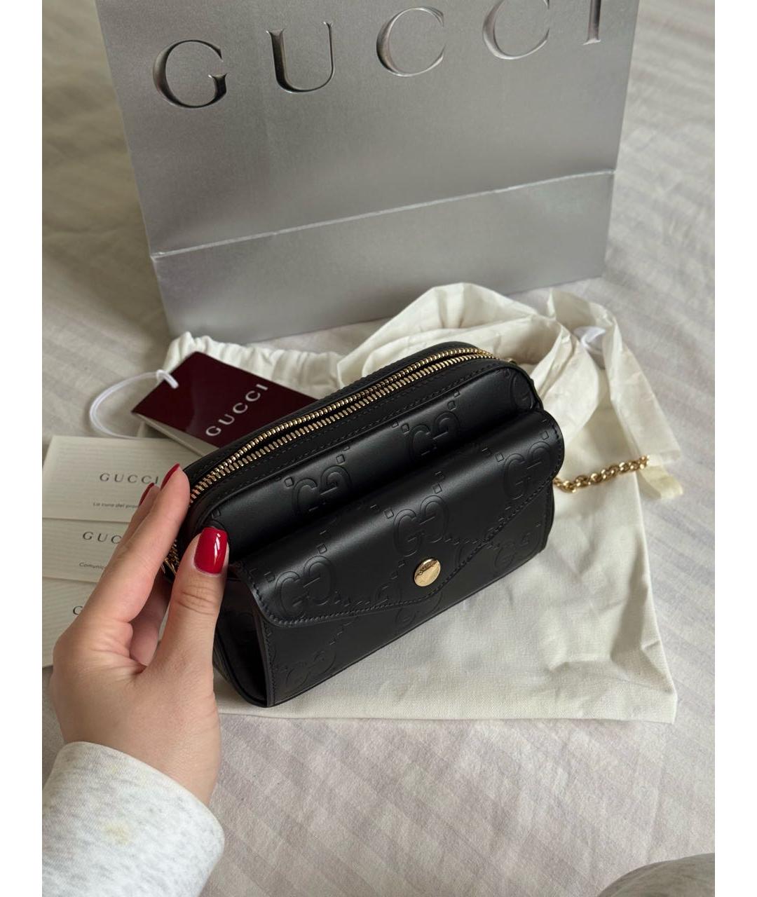GUCCI Черная кожаная сумка через плечо, фото 6