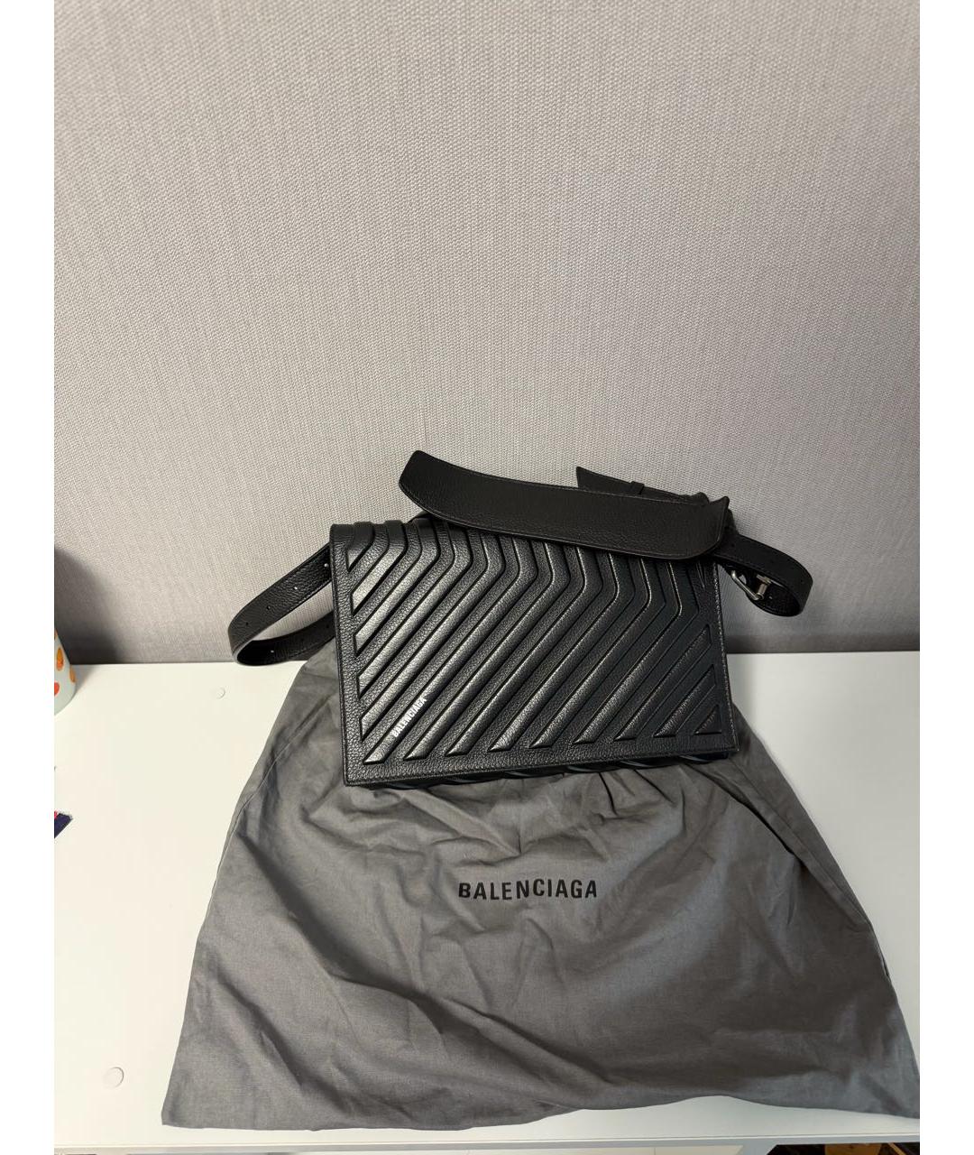 BALENCIAGA Черная кожаная сумка на плечо, фото 2