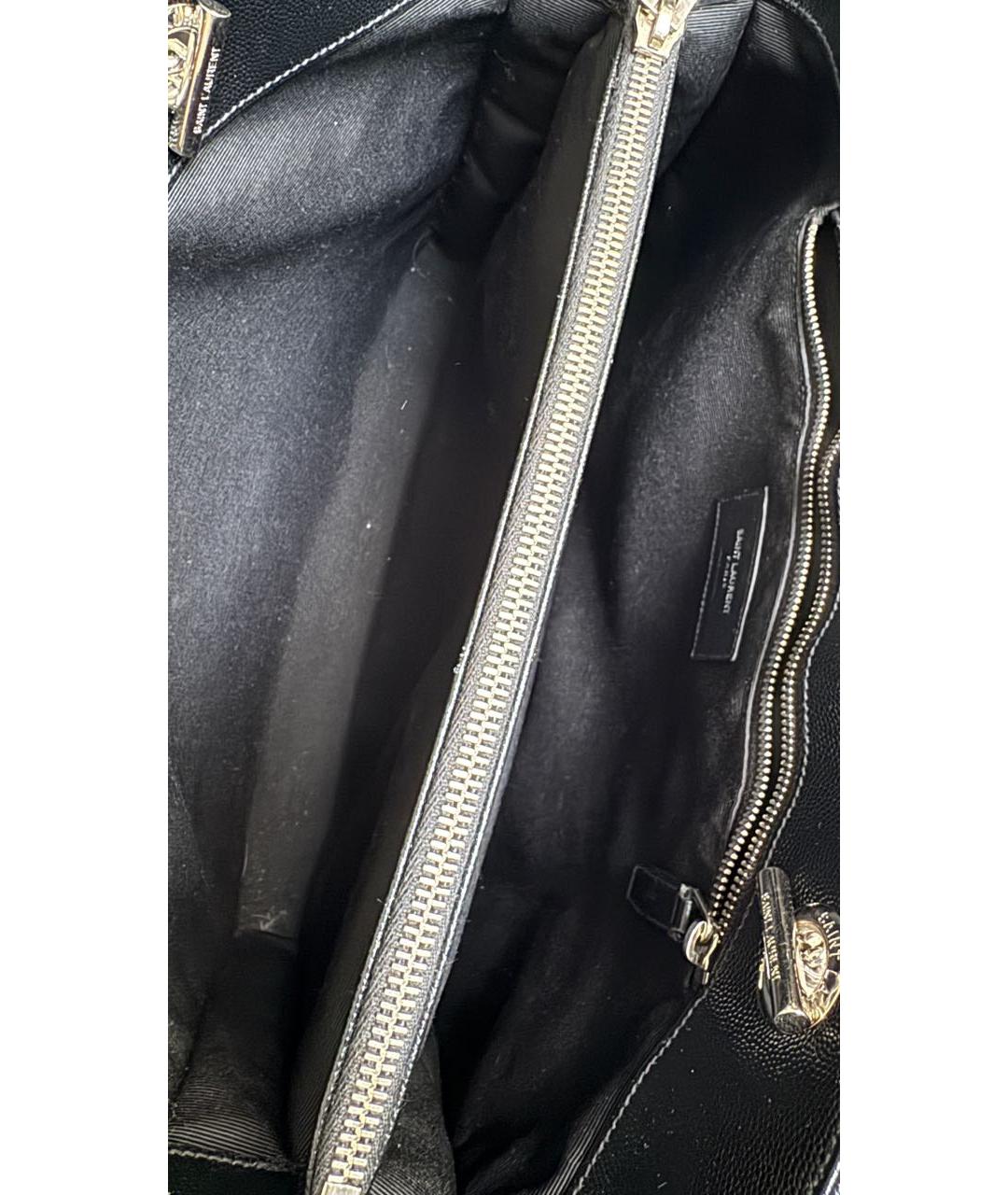 SAINT LAURENT Черная кожаная сумка тоут, фото 7