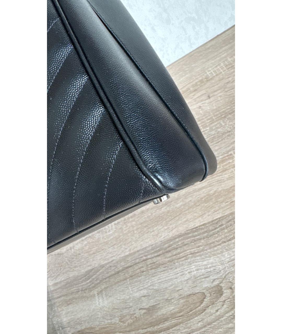 SAINT LAURENT Черная кожаная сумка тоут, фото 5