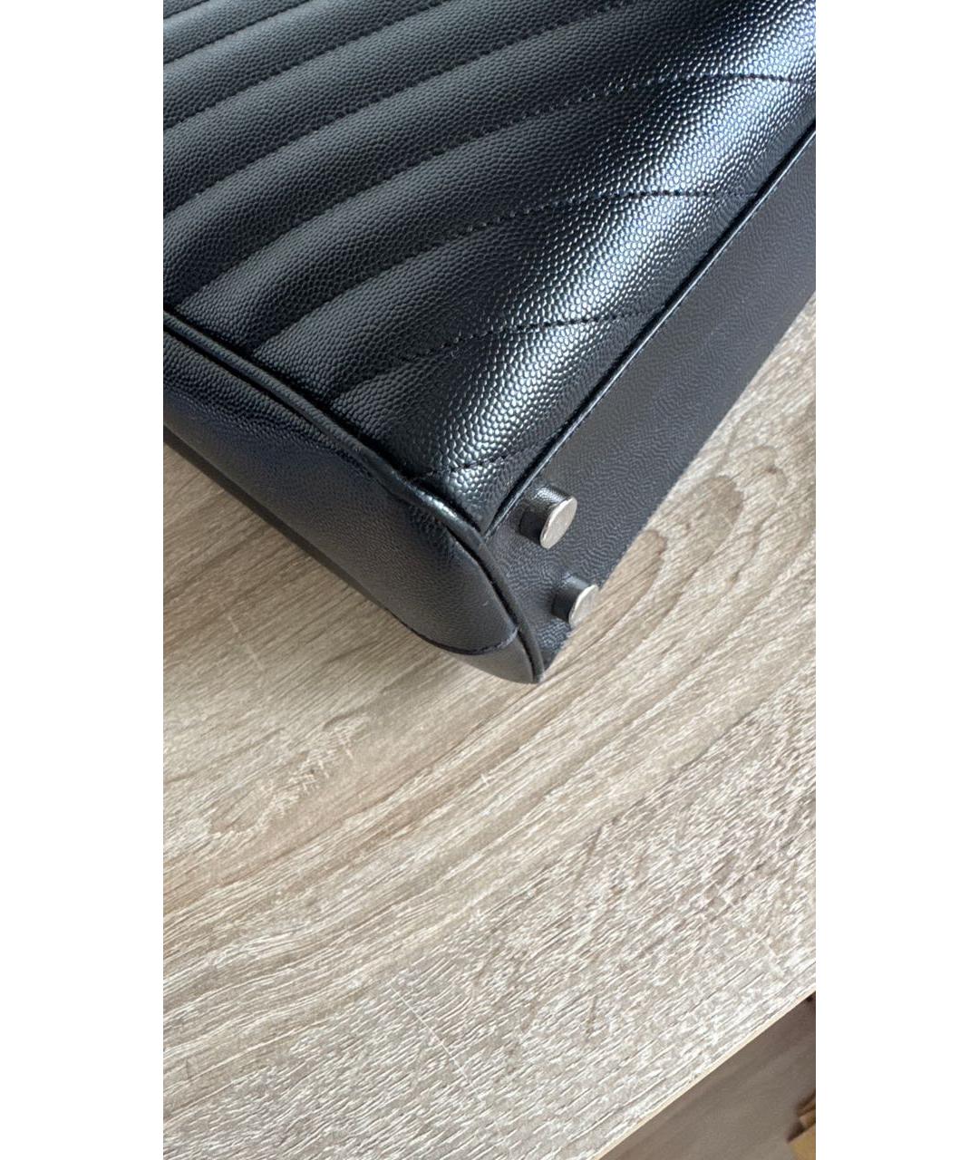 SAINT LAURENT Черная кожаная сумка тоут, фото 4
