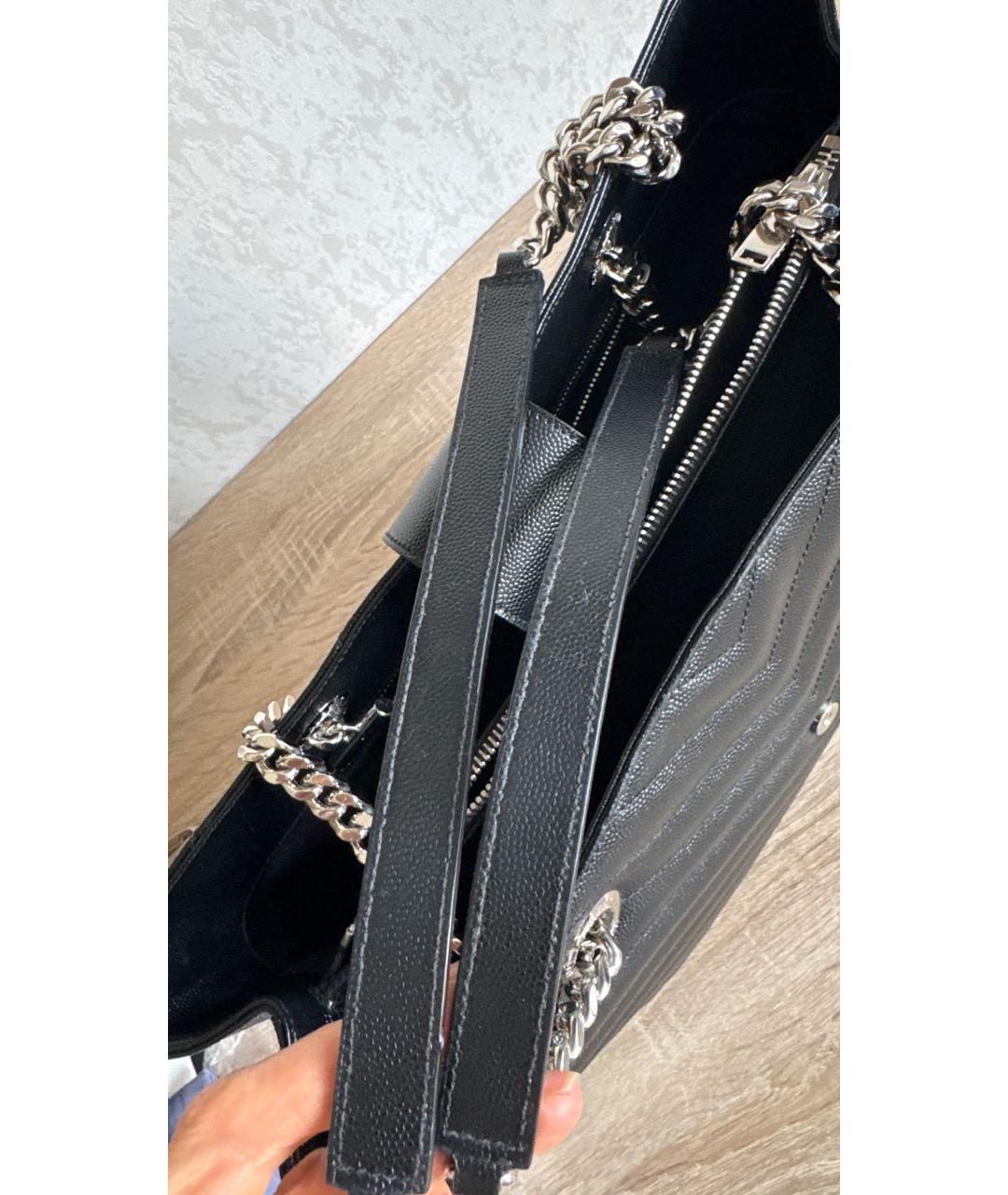 SAINT LAURENT Черная кожаная сумка тоут, фото 8