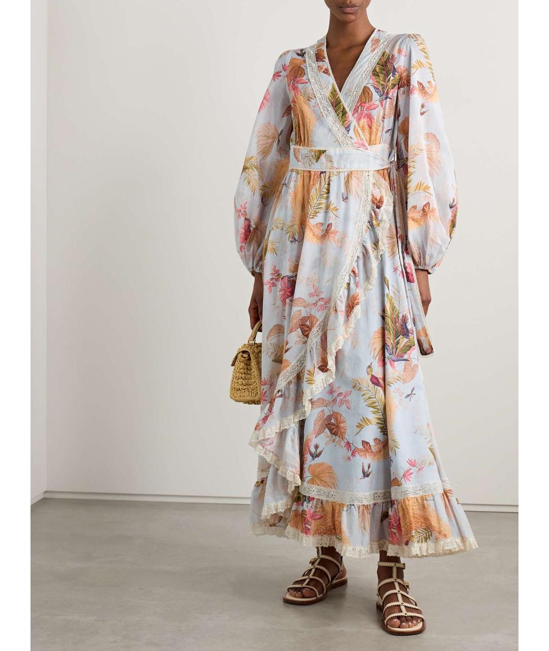 ZIMMERMANN Голубое хлопковое повседневное платье, фото 4