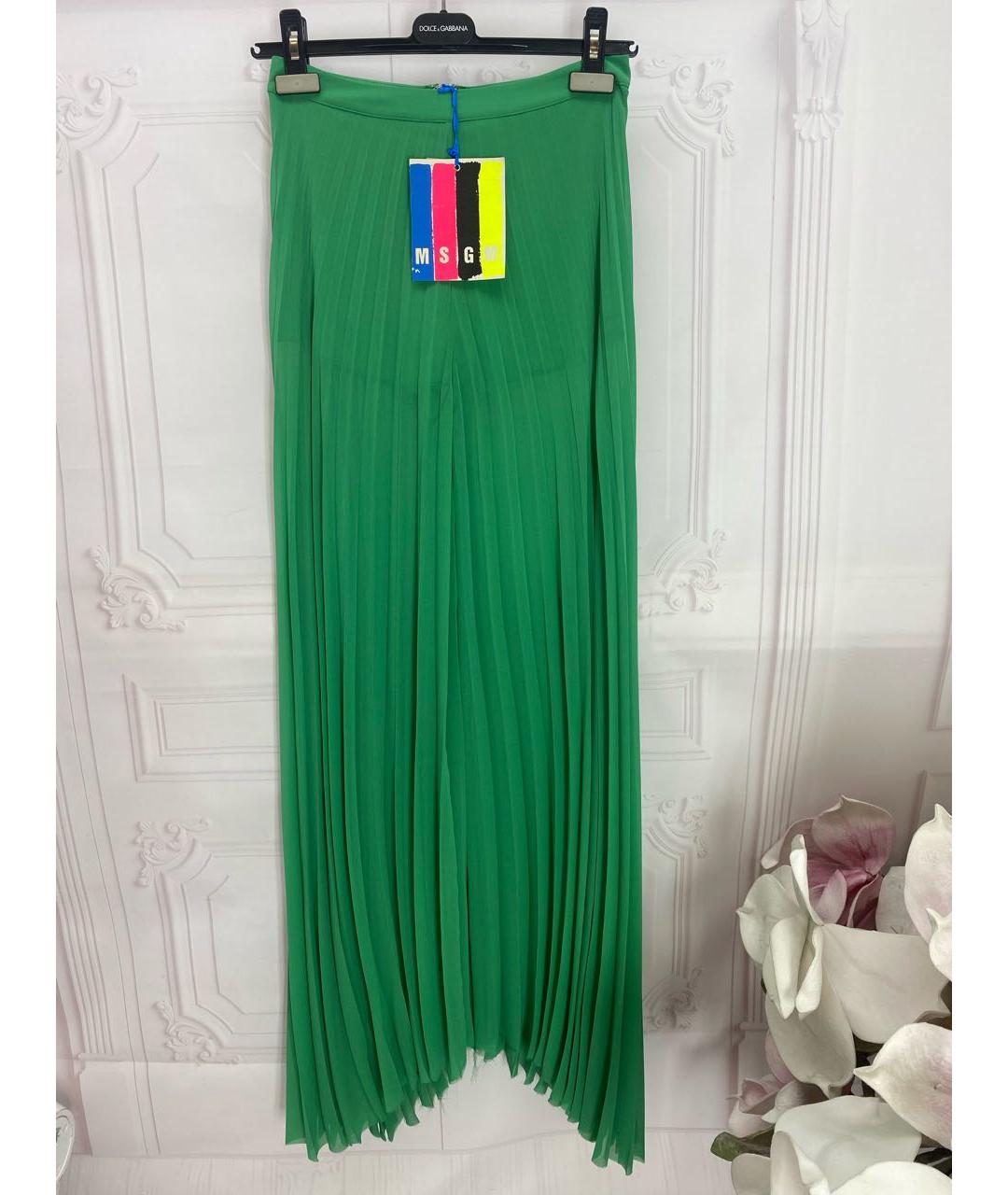 MSGM Зеленые полиэстеровые брюки широкие, фото 8